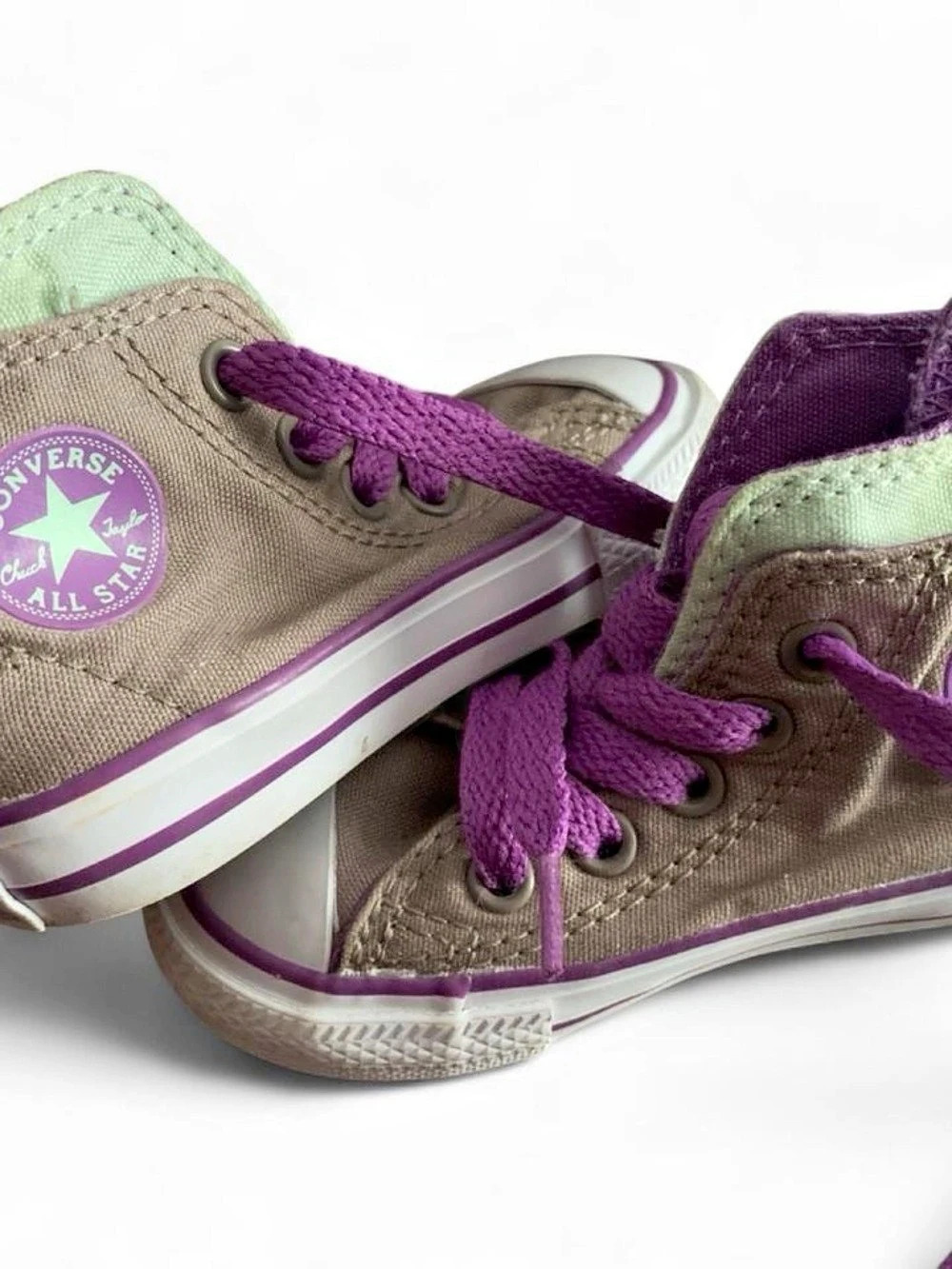 Converse Chuck Taylor All Star High Top Sneakers Gray, Mint, & Purple infant siz